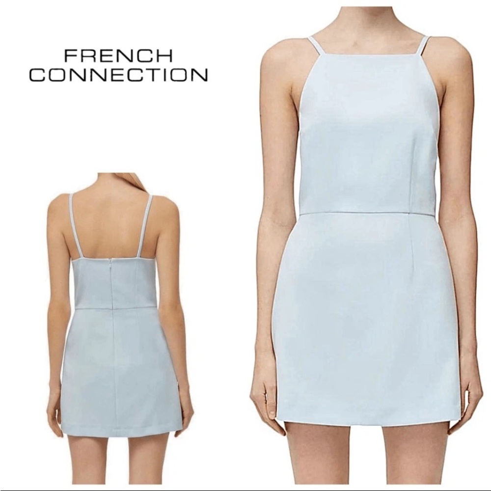 French Connection Women's Whisper Light Stretch Solid Mini Light Blue Dress sz 6 - Picture 16 of 17